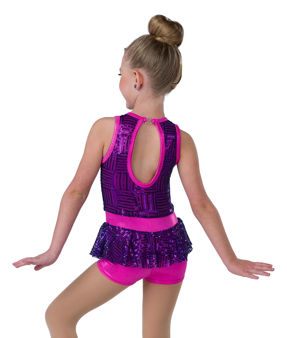 Pre-Owned Costume AWCT 24217 Small Child Purple Unitard Jazz Sequin