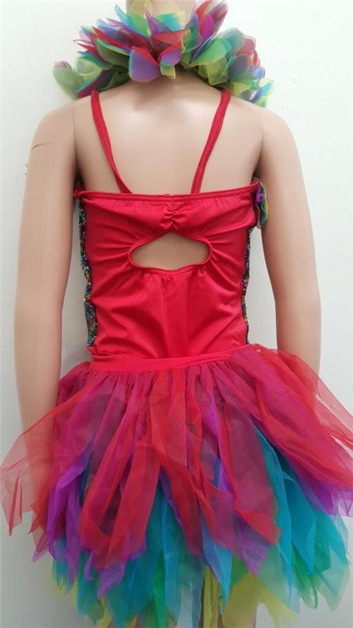 Pre-Owned Costume Costume Gallery  15303 Small Child Red 2in1 Jazz Musical Sequin Bird