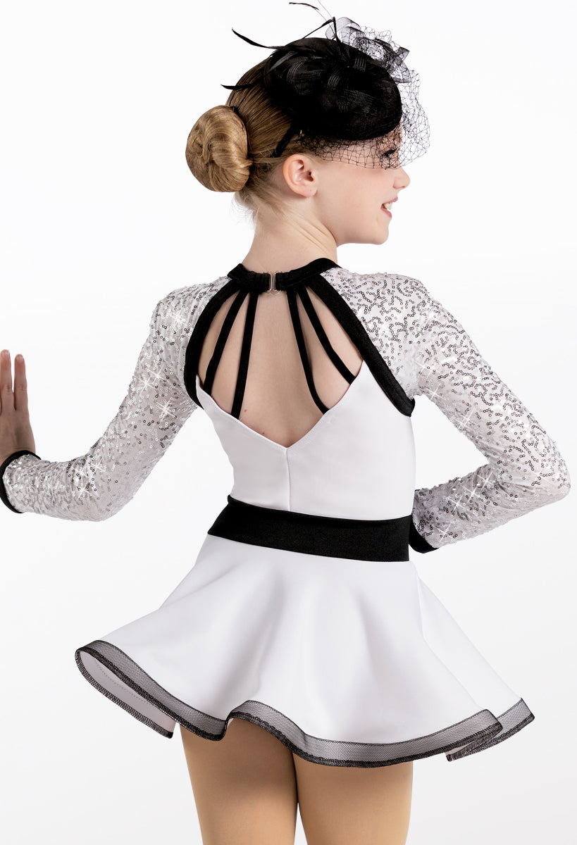 Pre-Owned Costume Weissman  13699 Intermediate Child White Dress Jazz Tap Sequins