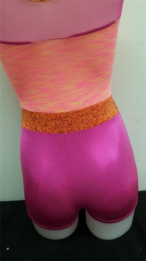 Pre Owned Costume Curtain Call E1310 Medium Child Pink Green Gymnastics Acro