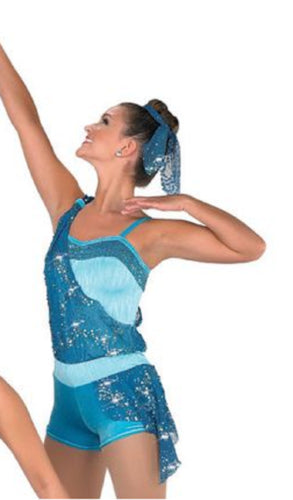 Pre-Owned Costume Wish Come True   Large Child Turquoise Skirt Lyrical Sequin