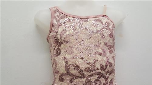 Pre-Owned Costume Medium Child Pink Curtain Call E1360 Lyrical Ballet Contemporary Sequin Dress Lace
