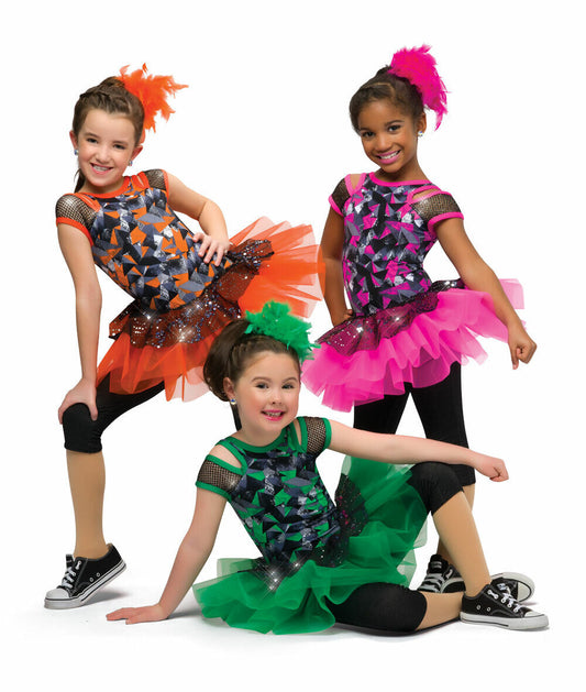 Pre-Owned Costume Wish Come True  18801 Medium Child Green  Tutu Hip Hop Metallic Foil