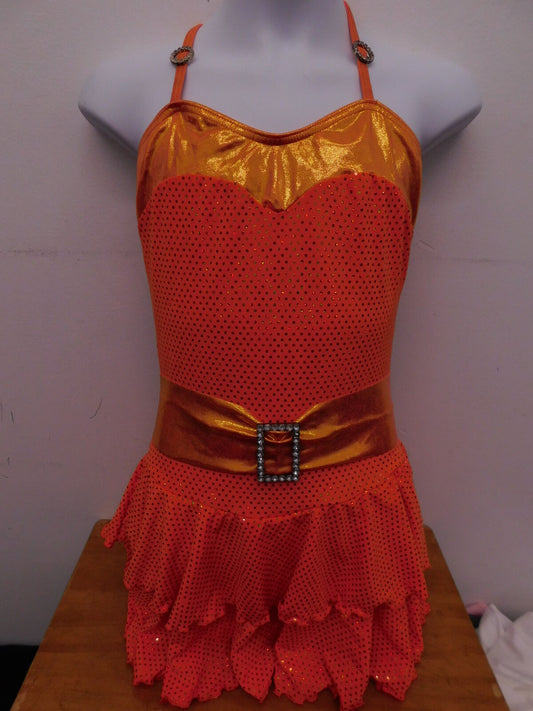 Pre-Owned Costume Weissman  4539 Large Child Orange Lace Dress Jazz Tap