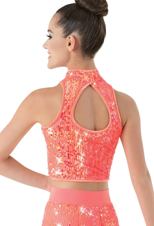 Pre-Owned Costume Balera  SQ9801 SQ9629 Large Child Yellow  Jazz Acro Sequin