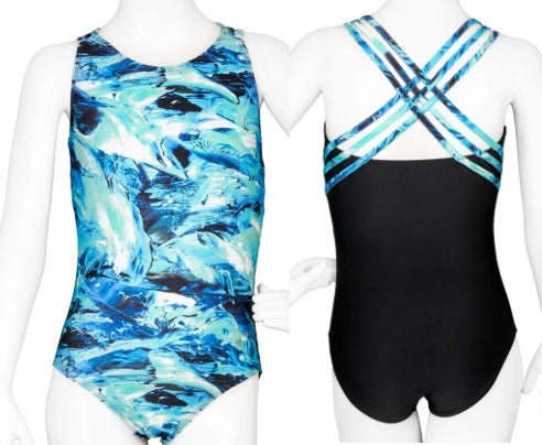 New Gymnastics Leotard Aspire Teal Blue  XL Child 12