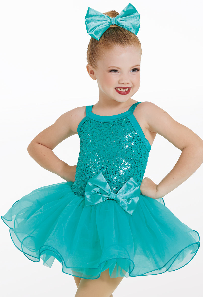 Pre-Owned Costume Weissman  12410 Intermediate Child Teal Sassy Jazz Sequin