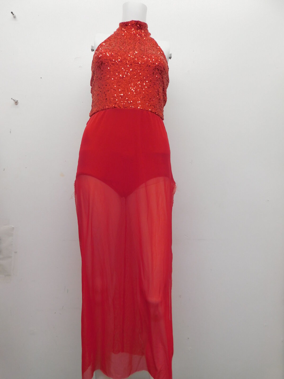Pre-Owned Costume Sparkle   Medium Adult Red Dress Lyrical Sequin