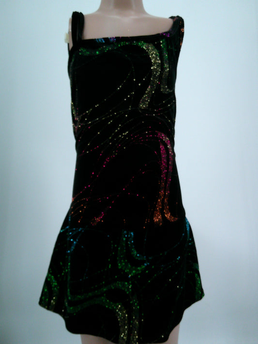 Pre-Owned Costume Mondor   Large Child Colorful Glitter Dress Ice Skating Jazz