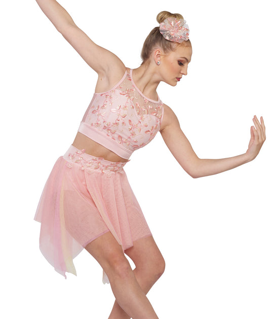Pre-Owned Costume AWCT V2362Y Medium Adult Peach 2 pc Embroidered Lyrical Sequin