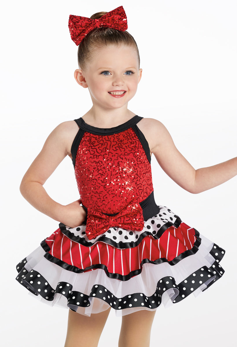Pre-Owned Costume Weissman  13605 Medium Child Red Dress Jazz Sequin