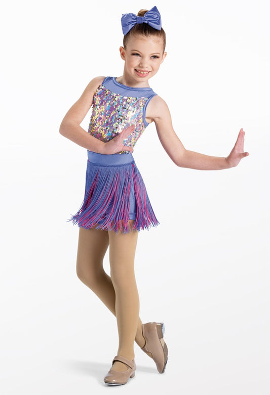 Pre-Owned Costume Weissman  13423 Medium Child Multi Color 2 in 1 Jazz Sequin