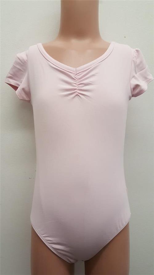 Pre-Owned Leotard Danskin XS Child Pink Short Sleeve Pinch Front lycra Ballet