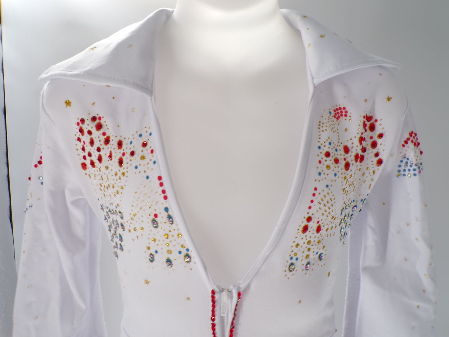 Pre-Owned Costume Elvis   Large Child White Jumpsuit Jazz Tap Rhinestones Elvis