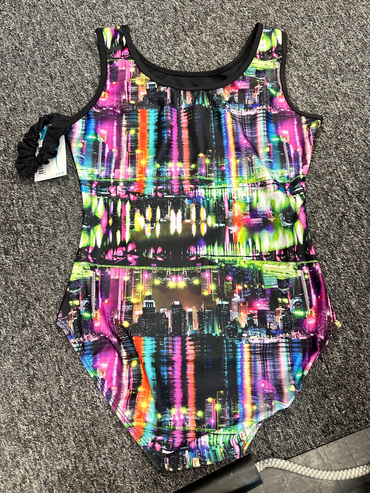 New NEW Leotard Destira City Scape Large Adult  Colorful  Tumbling Acro