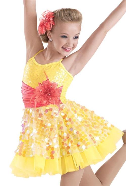 Pre-Owned Costume Weissman  7800 Small Child Yellow Dress Jazz Sequin