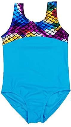 Pre-Owned Gymnastics Leotard Mermaid Blue Small Child Black Acro Tumbling