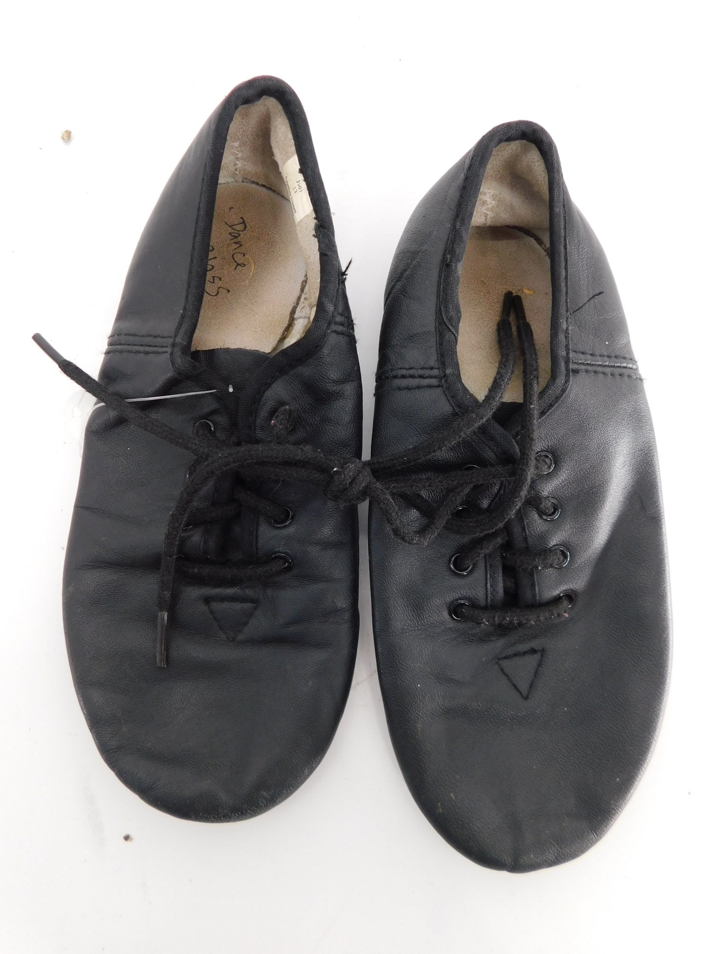 Pre-Owned Jazz Shoes Dance Class Little Kid 13M  Leather Lace Up Split Sole