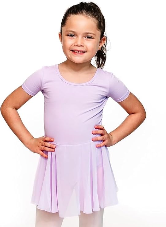 Pre-Owned Leotard Dress by DUX TD Short Sleeve Medium Child Lavender