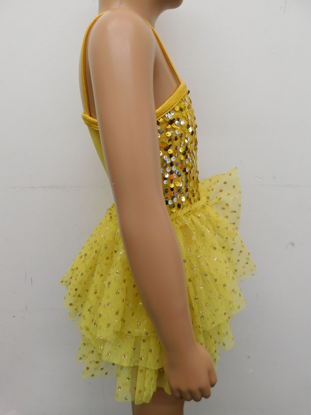 Pre-Owned Costume Curtain Call  E1555 XS Child Yellow Tutu Dress Ballet Tap Sequin