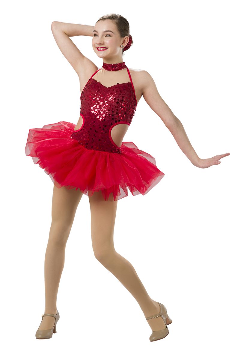Pre-Owned Costume Art Stone 28031 Small Adult Red Tutu Dress with Cutouts Jazz Holiday