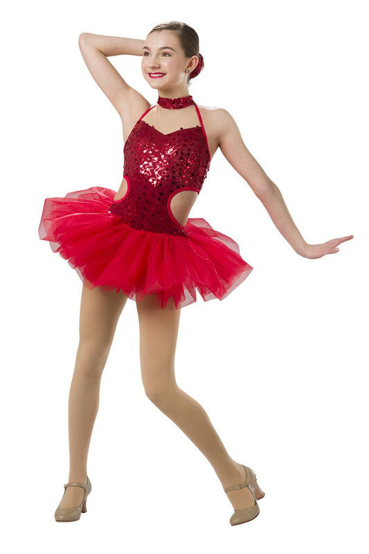 Pre-Owned Costume Art Stone 28031 Small Adult Red Tutu Dress with Cutouts Jazz Holiday