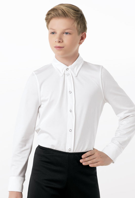Pre-Owned Boy's Costume Shirt Weissman 10760 Intermediate Child 6x-7 White  Jazz Ballet Tap
