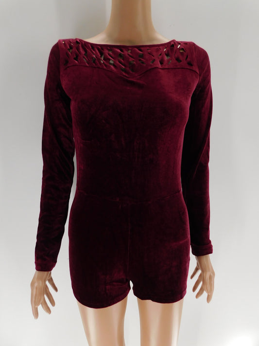 Pre-Owned Costume Wish Come True  V25284 Small Adult Burgundy Unitard Jazz