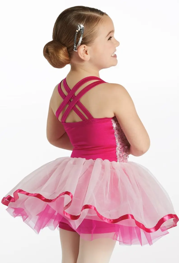 Pre-Owned Costume NEW Weissman  15905 Int Child Pink 2in1 Ballet Jazz Tap Sequin