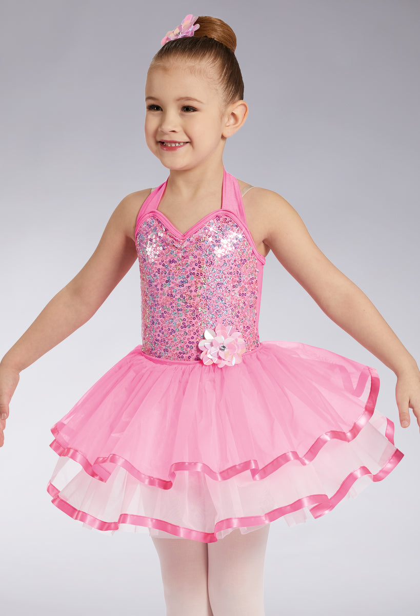 Pre-Owned Costume Weissman  12796 XXL Child Pink Unitard Jazz Acro Sequin