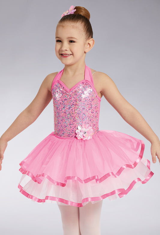 Pre-Owned Costume Weissman  12796 XXL Child Pink Unitard Jazz Acro Sequin