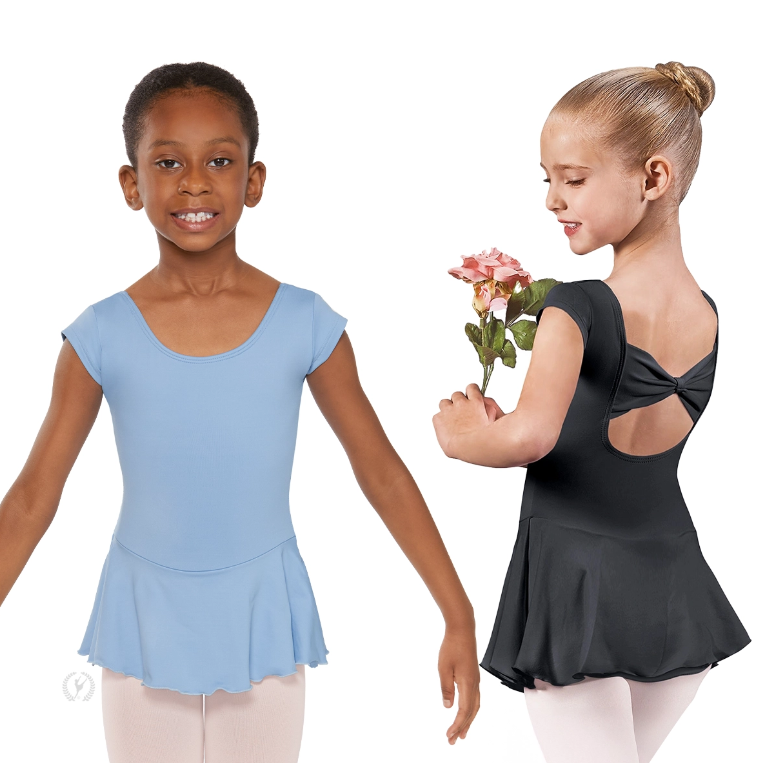 Pre-Owned Leotard Dress Eurotard Medium Child Blue Short Sleeve Bow Back Ballet