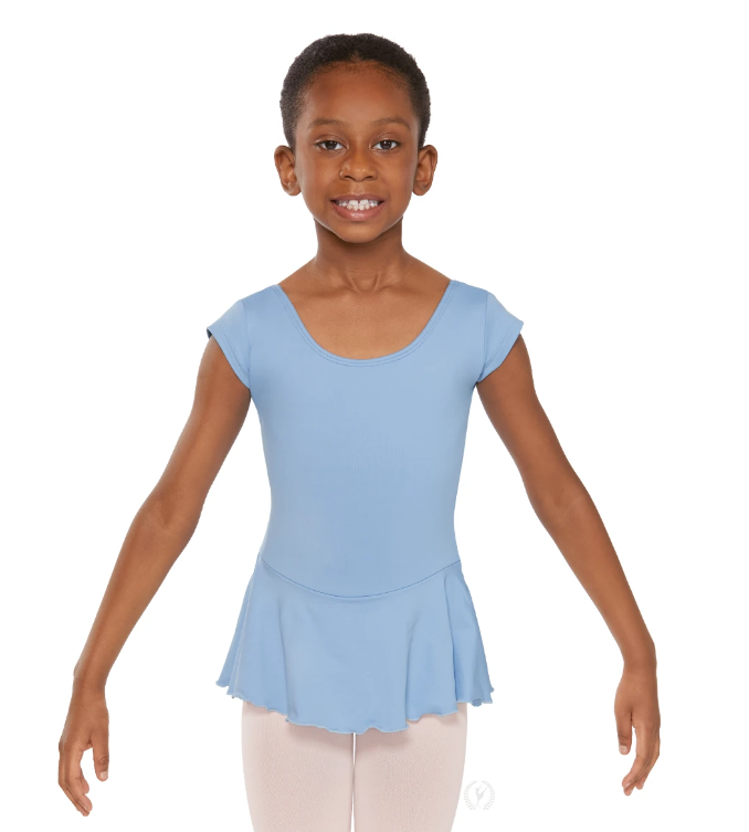 Pre-Owned Leotard Dress Eurotard Medium Child Blue Short Sleeve Bow Back Ballet