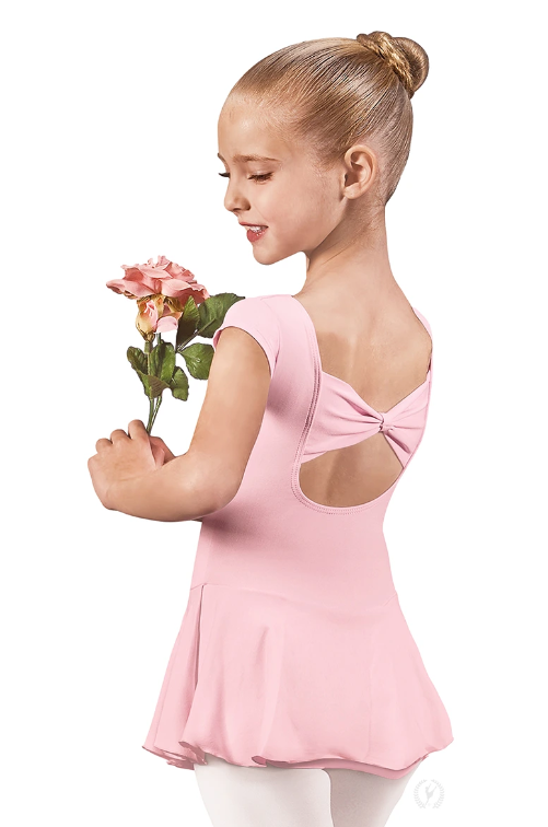 Pre-Owned Leotard Dress Eurotard Medium Child Blue Short Sleeve Bow Back Ballet