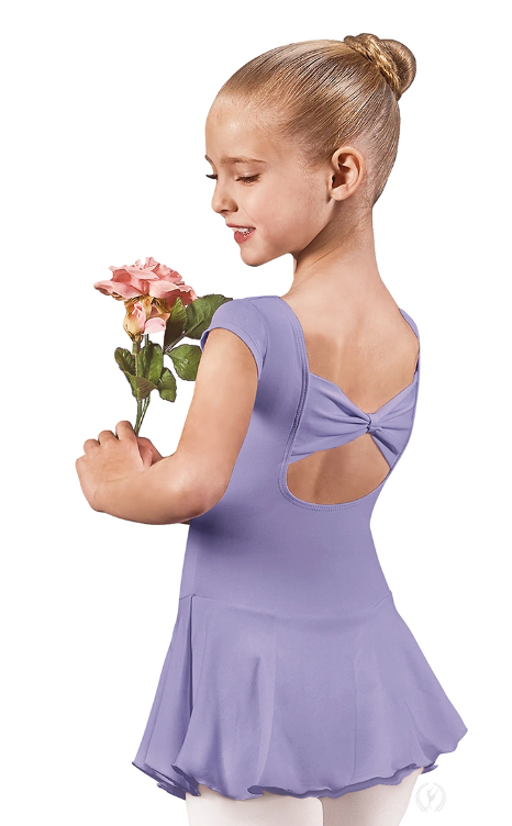 Pre-Owned Leotard Dress Eurotard Medium Child Blue Short Sleeve Bow Back Ballet