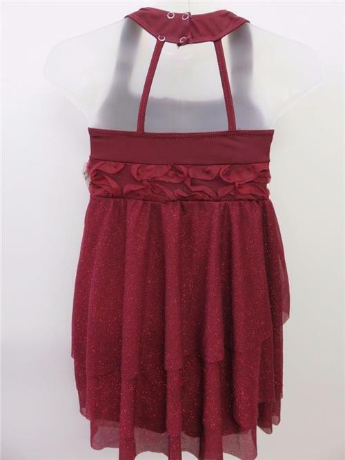 Pre-Owned Costume Weissman  6919 Medium Adult Burgundy Ruffles Lyrical Glitter