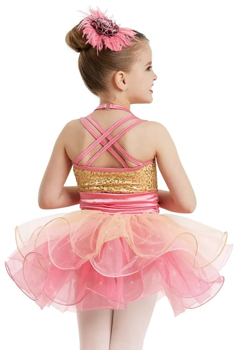 Pre-Owned Costume Weissman  11117 Intermediate Child Green  Tutu Ballet  Sequin
