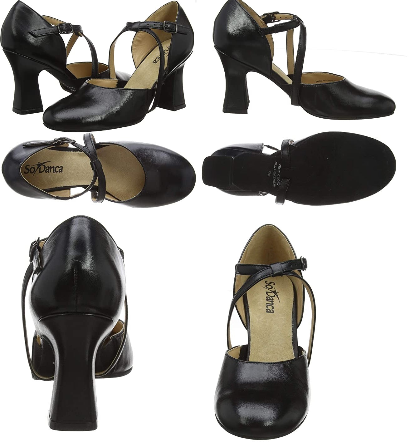 NEW Ballroom Shoes So Danca SD143 Leather Cross Straps 3" Heel Leather