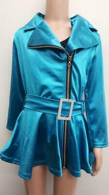 Pre-Owned Costume Curtain Call  J5022 Large Child Turquoise  Jazz