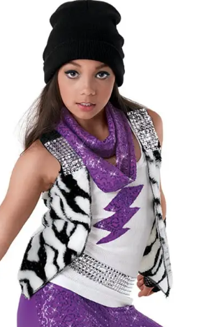 Pre-Owned VEST Weissman  8795 Int Child Black White  Jazz Hip Hop Studs