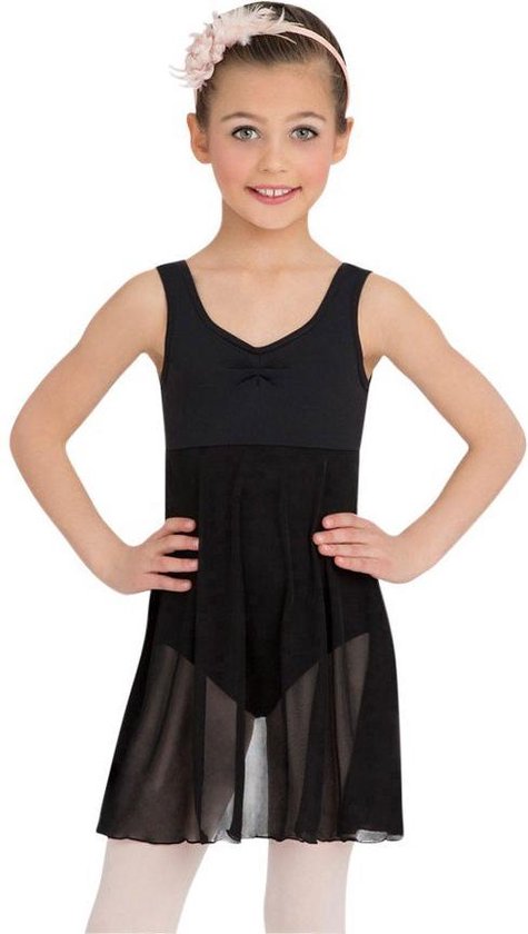Pre-Owned Leotard Dress Capezio Empire waist bow back Medium Child Black