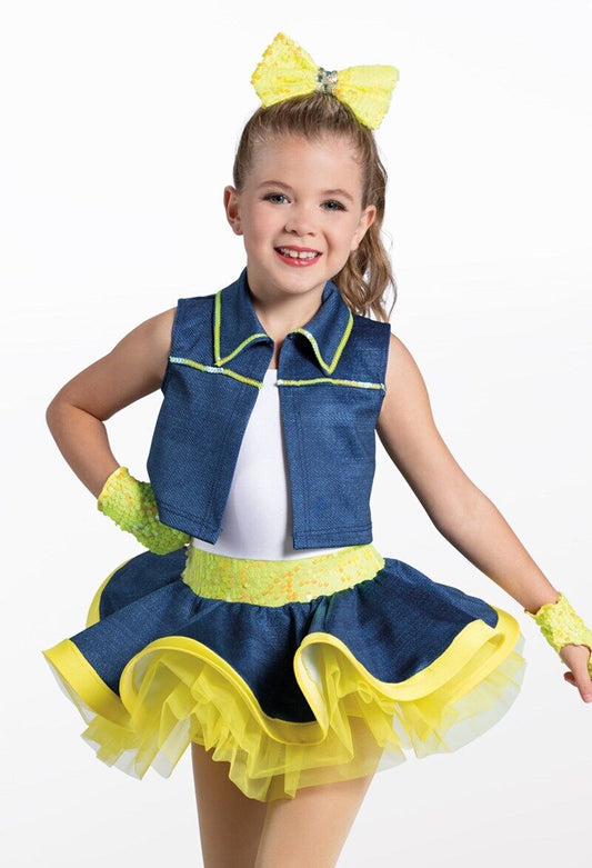 Pre-Owned Costume Weissman  13377 Intermediate Child Yellow Vest and Tutu Dress Jazz Sequins