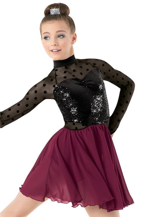 Pre-Owned Costume Weissman  9759 Medium Child Burgundy Dress Lyrical Sequin