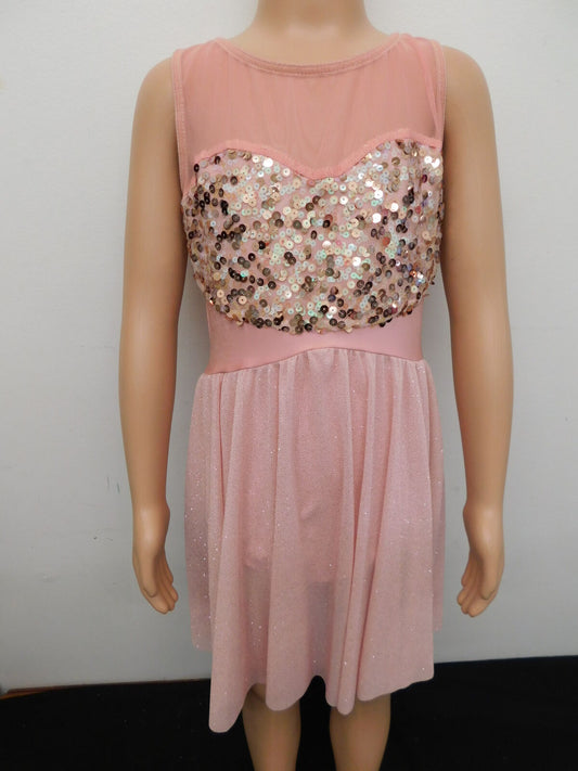 Pre-Owned Costume AWCT  20482 Large Child Pink Dress Lyrical Sequin