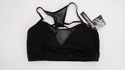 Pre-Owned Crop Top Body Wrappers Sports Bra Black XS Adult Strappy Back Mesh