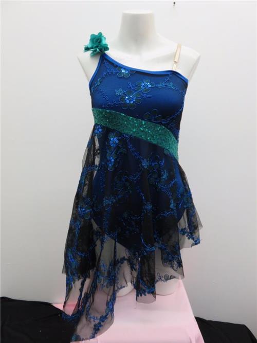 Pre-Owned Costume Curtain Call  E676 Medium Adult Blue  Lyrical Sequin