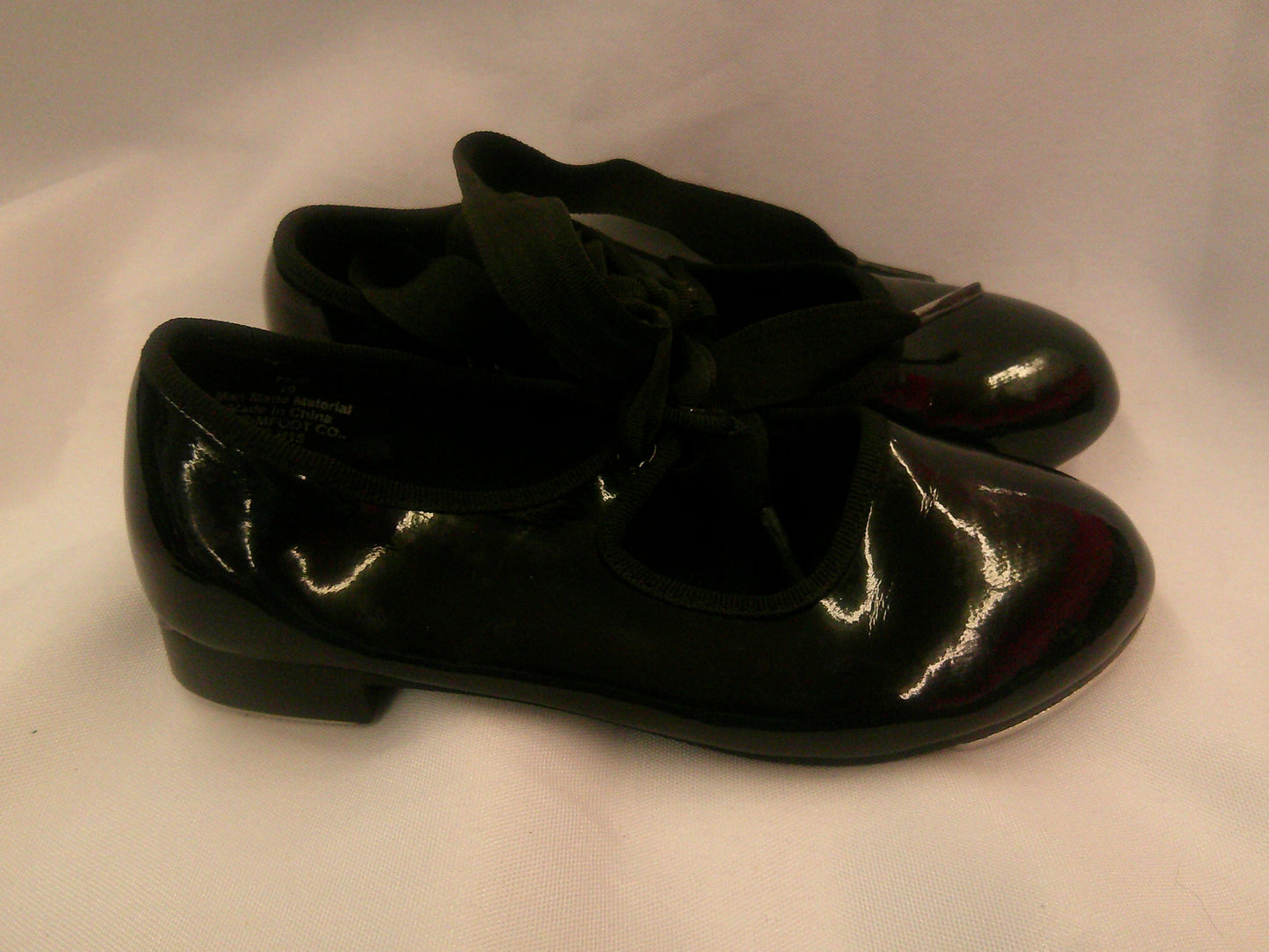 Pre-Owned Tap Shoes Dance Class Girls 10M Tyette Leather Ribbon