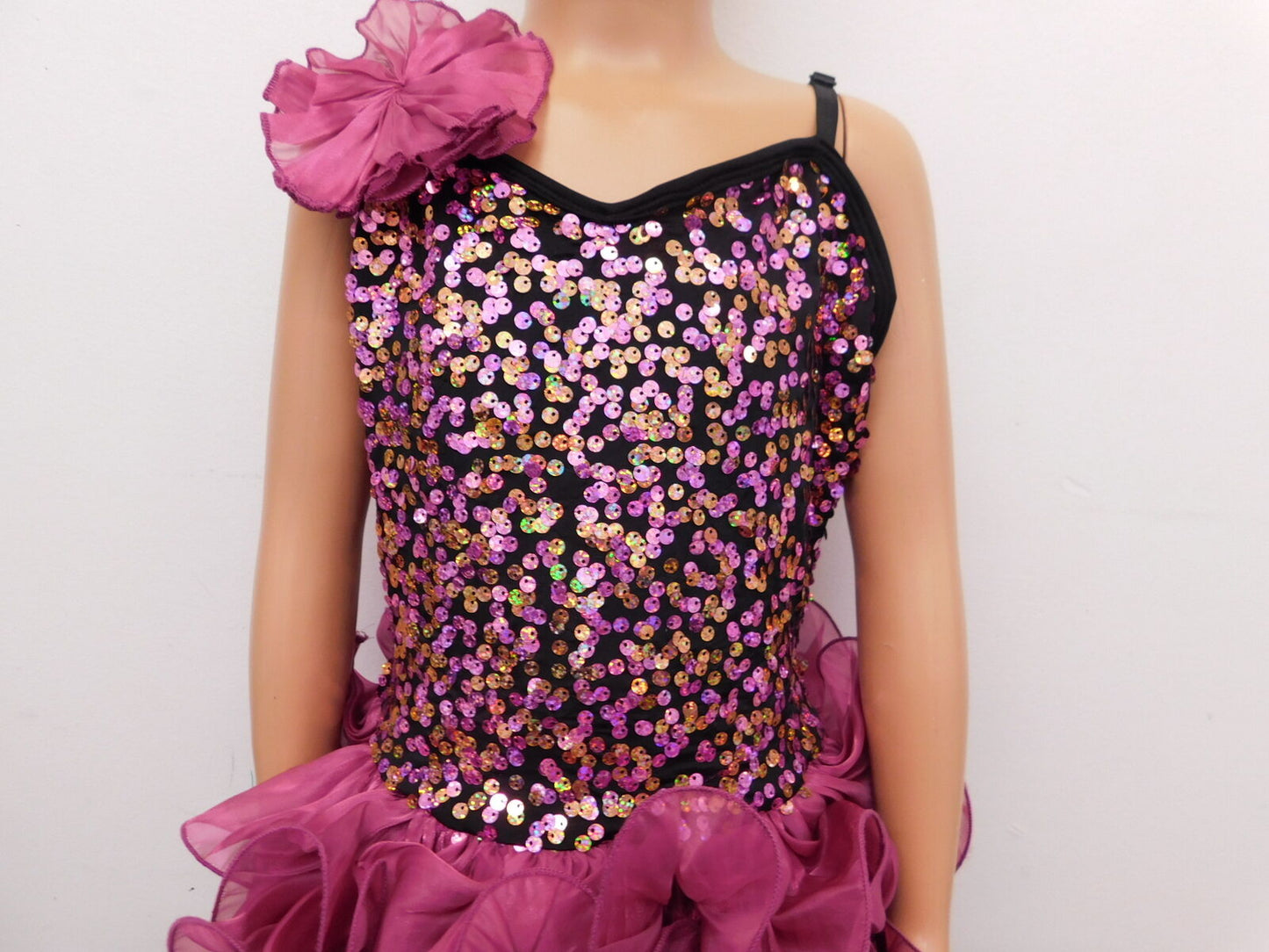 Pre-Owned Costume Curtain Call   Large Child Pink Dress Jazz Sequin