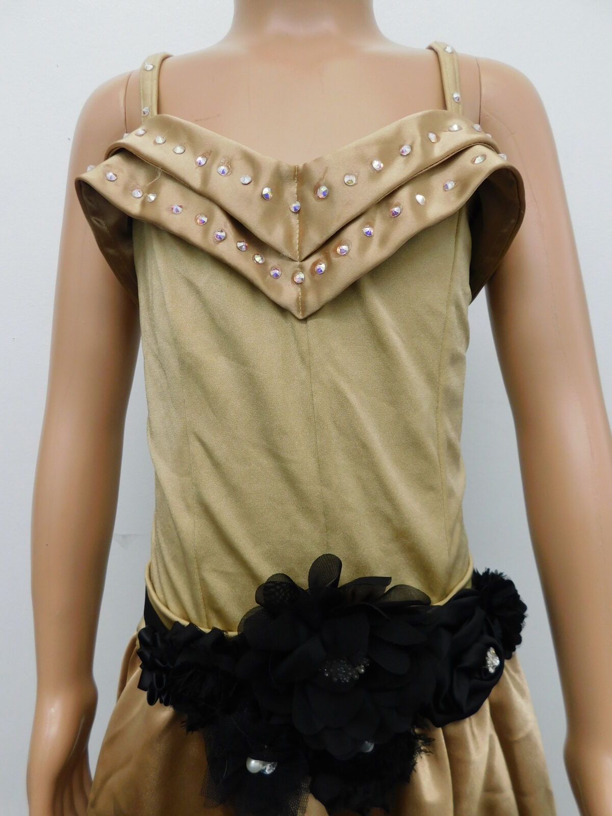 Pre-Owned Costume Kelle   Large Child Gold Flowy Dress Contemporary Stones