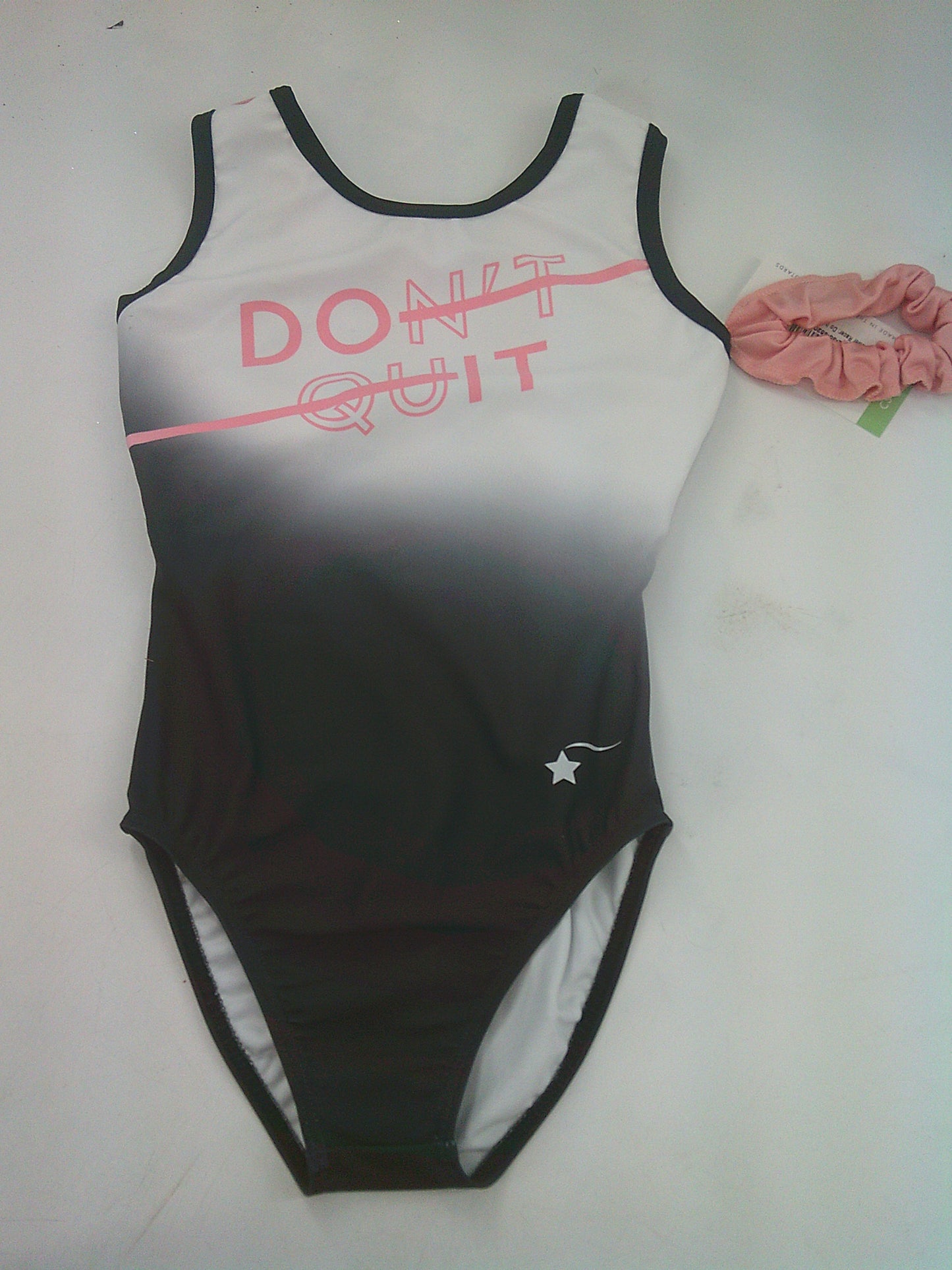 New NEW Leotard Destira Do It Dont Quit Adult Large  Peach Black White Gray Tumbling Acro